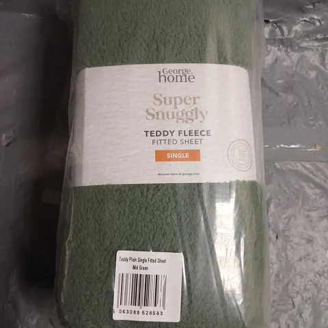 SUPER SNUGGLY SINGLE TEDDY FITTED SHEET IN GREEN