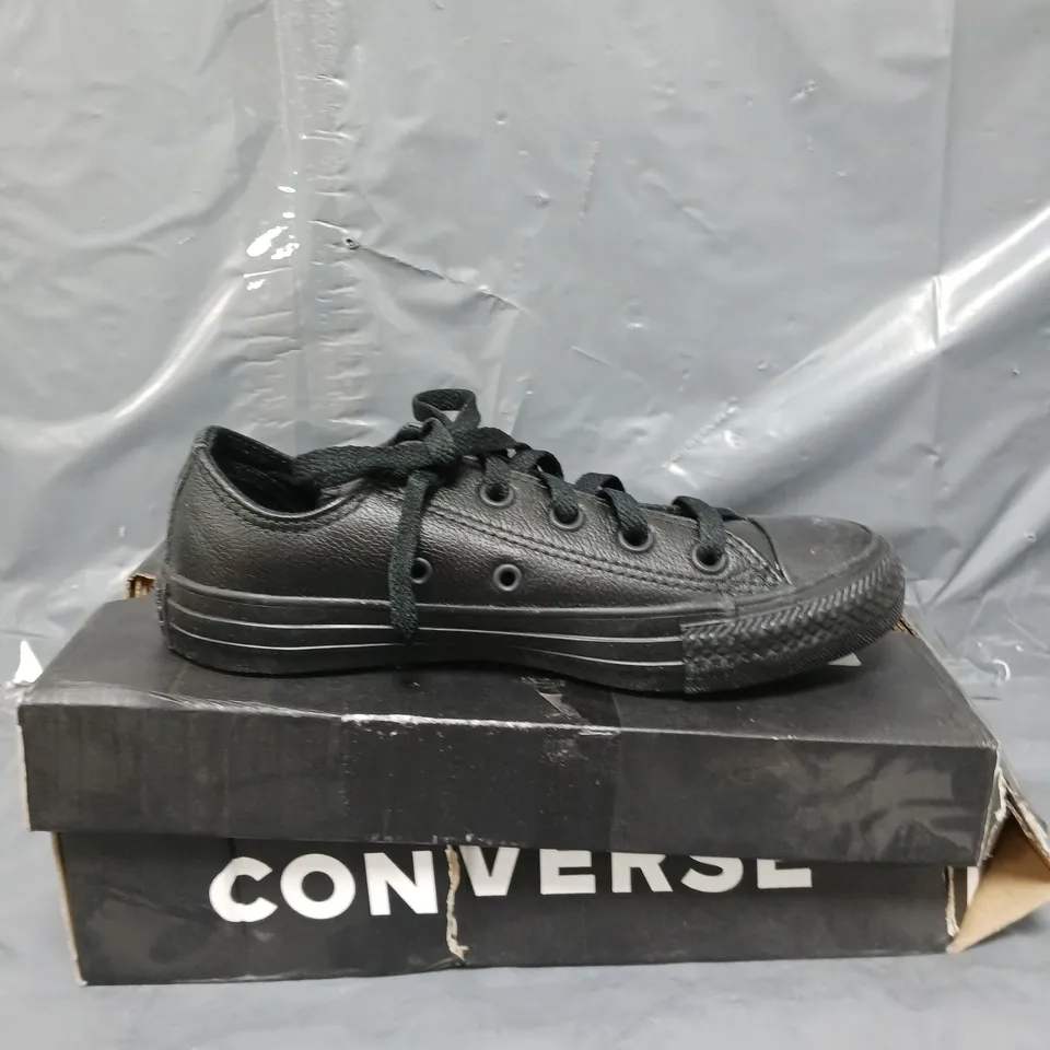 CONVERSE LEATHER OX TRAINERS - BLACK SIZE 3  RRP £70