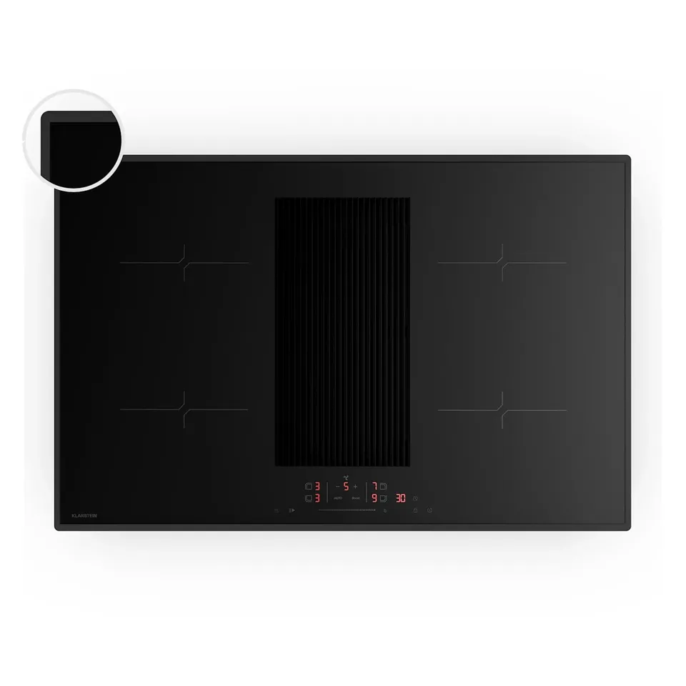 KLARSTEIN VELAIRE 80CM 4 RING INDUCTION HOB WITH EXTRACTOR BLACK