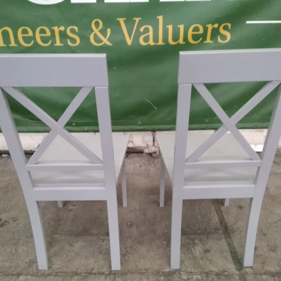 SET OF 2 NEW KENDAL GREY WOOD DINING CHAIRS 