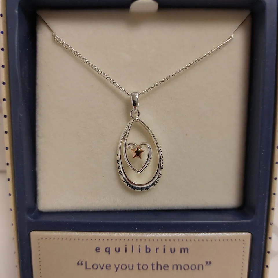 BOXED EQILIBRIUM SILVER EFFECT "LOVE YOU TO THE MOON" PENDANT NECKLACE