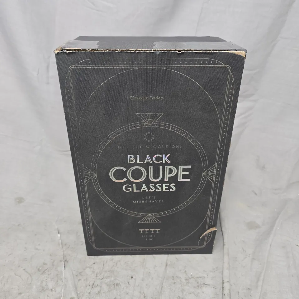 BOXED GLASSIQUE CADEAU BLACK COUPE GLASSES 4 PACK