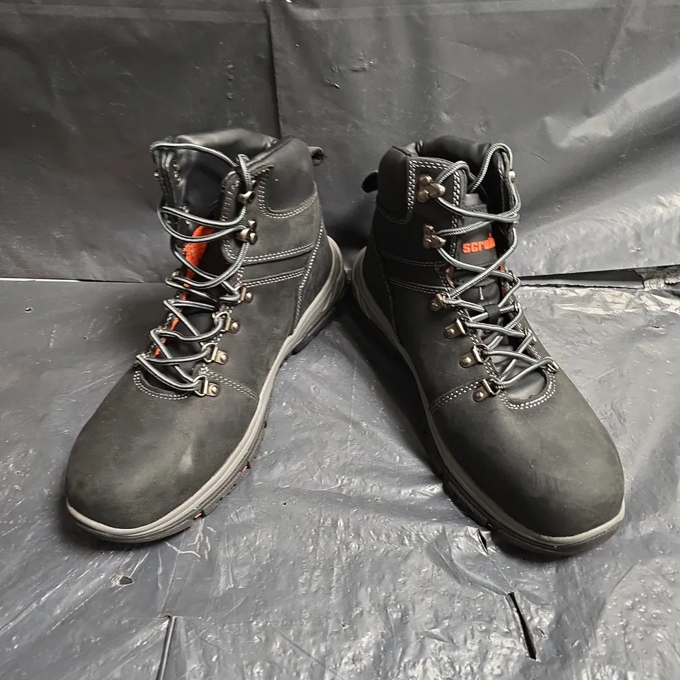 SCRUFFS MEN'S BLACK STEEL TOE WORK BOOTS, UK 9