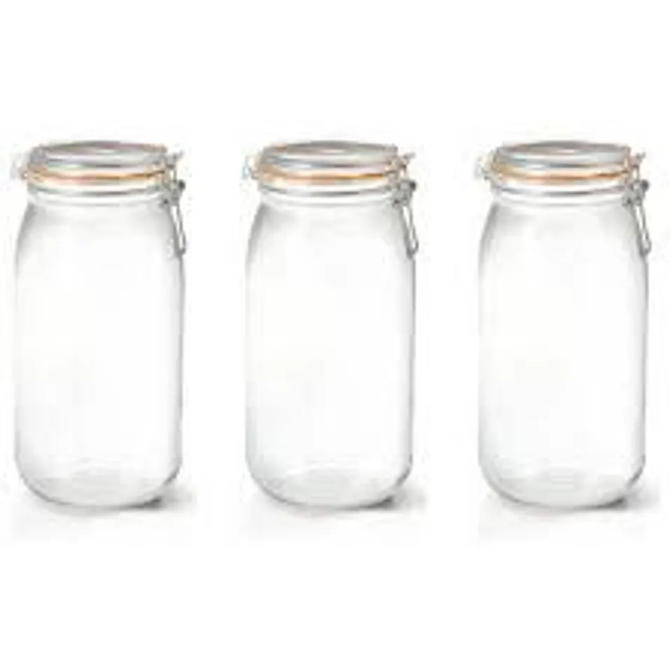 BOXED NEO 1500ML SCANDI GLASS STORAGE JAR 3 PACK