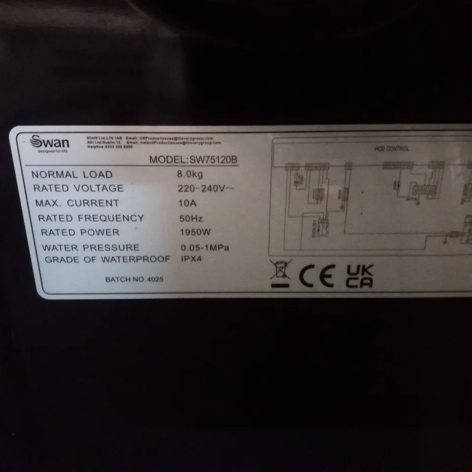 SWAN 8KG 1400 SPIN FREESTANDING WASHING MACHINE - BLACK