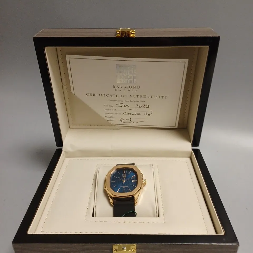 MENS RAYMOND GAUDIN WATCH – 316 STAINLESS STEEL CASE – JPN MOVEMENT – BLUE DIAL – RUBBER STRAP