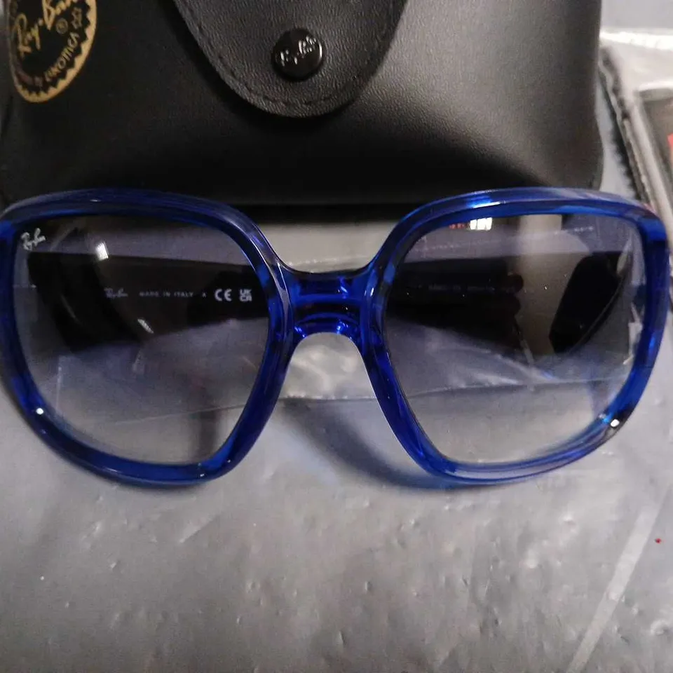 PAIR OF RAY BAN CLEAR BLUE FRAMED GLASSES IN CASE