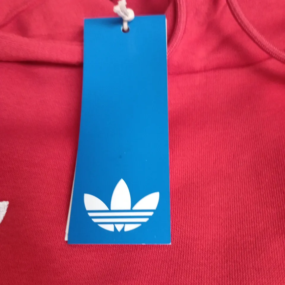 NOTTS FOREST FC ADIDAS HOODIE – RED, UK L, WHITE CHEST STRIPE & TREFOIL LOGO