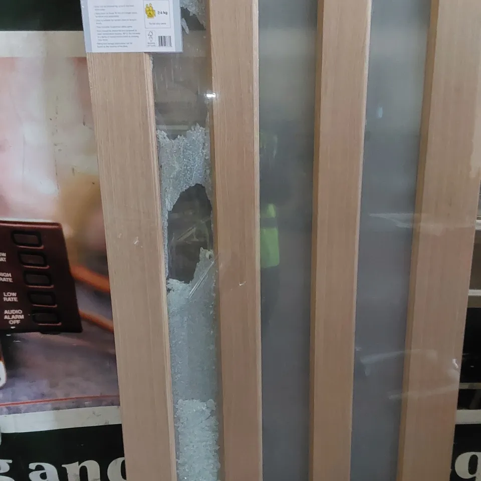 GEOM VERTICAL 3 PANEL OAK VENEER GLAZED INTERNAL DOOR // SIZE: 1981 X 762mm