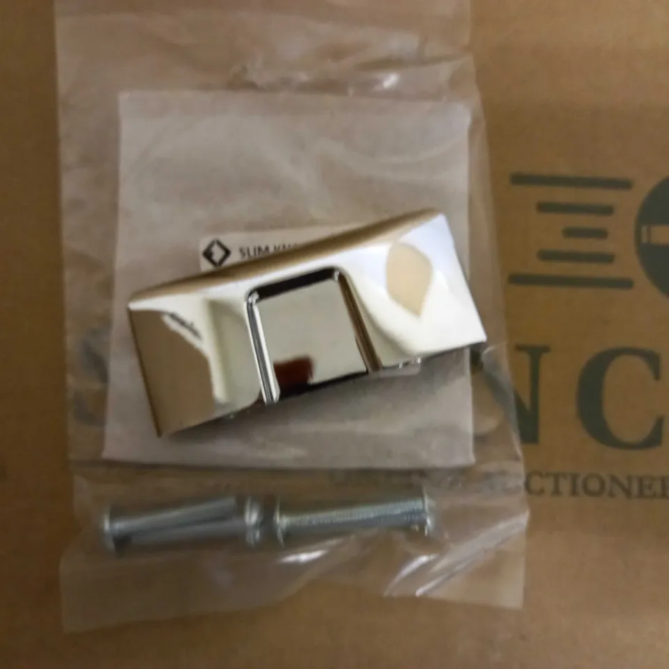BOX OF APPROX 25 SLIM DRAWER KNOBS - CHROME EFFECT FINISH