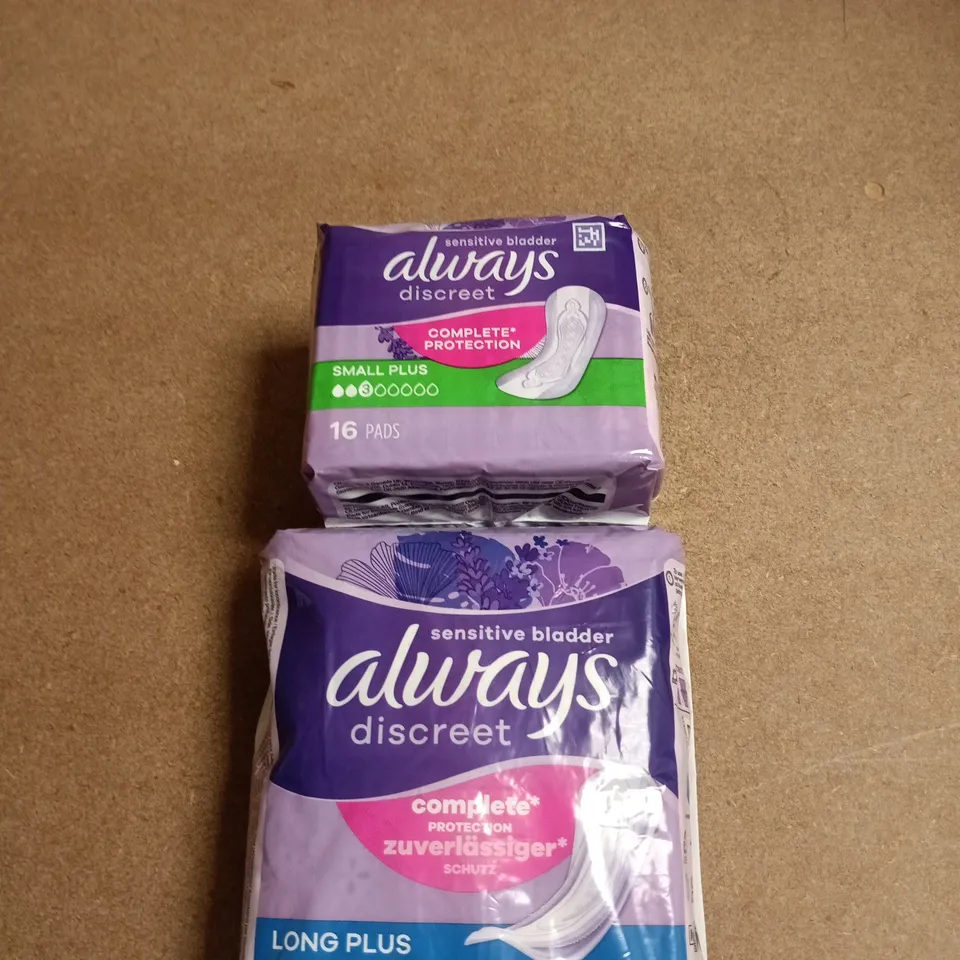 LOT OF APPROXIMATELY 12 PACKS OF ALWAYS DISCREET PADS
