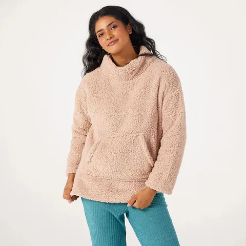 COZEE HOME BORG FUNNEL NECK TOP BEIGE MEDIUM
