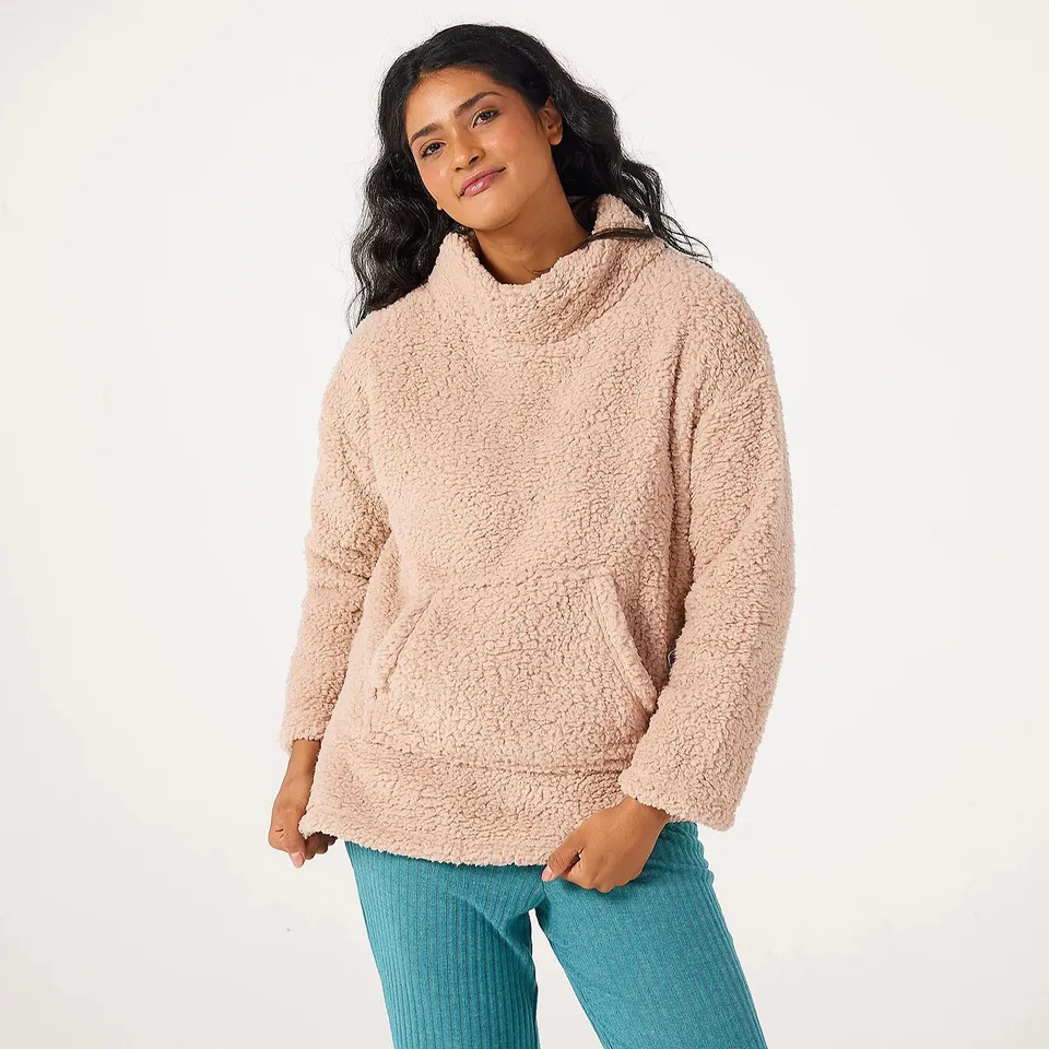 COZEE HOME BORG FUNNEL NECK TOP BEIGE MEDIUM