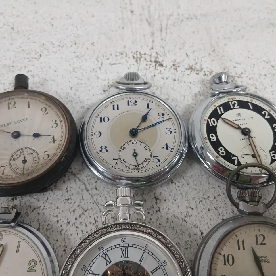 GROUP OF ANTIQUE POCKET WATCHES INCL. INGERSOLL BEST LEVER AND JOHN FORREST LONDON