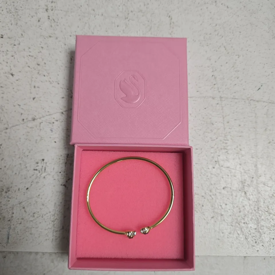 SWAROVSKI GOLD-TONE BRACELET WITH CRYSTAL ENDS – PINK PRESENTATION BOX 