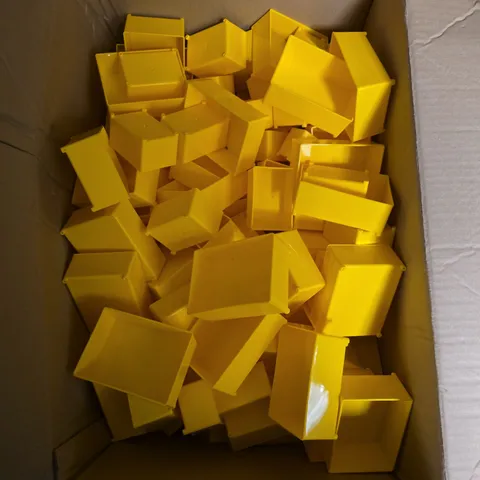 LARGE QUANTITY OF YELLOW PLASTIC STORAGE BOXES IN VARIOUS SIZES 