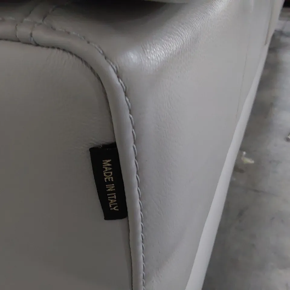 QUALITY ITALIAN DESIGNER NEW VIVALDI CHAISE SOFA WITH ADJUSTABLE HEADRESTS LIGHT GREY LEATHER