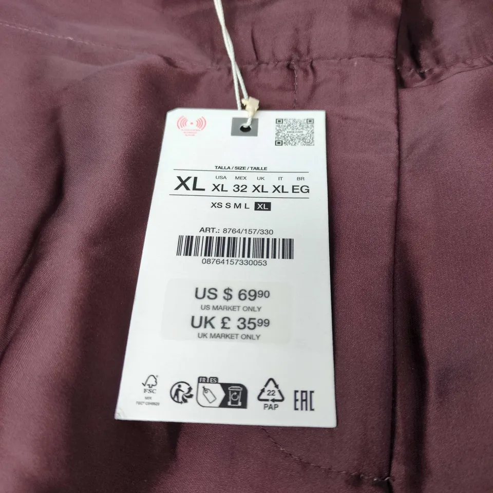 ZARA WOMEN’S BURGUNDY FLORAL-PRINT TROUSERS – XL (TAG ATTACHED)