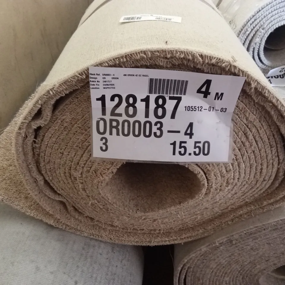 ROLL OF QUALITY ORION 42 OZ RIGEL CARPET // APPROX SIZE: 4 x 15.5m
