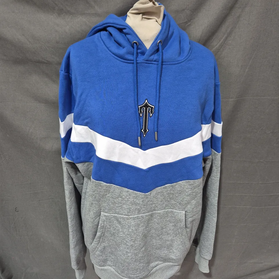 TRAPSTAR HOODIE – BLUE/GREY/WHITE, SIZE M