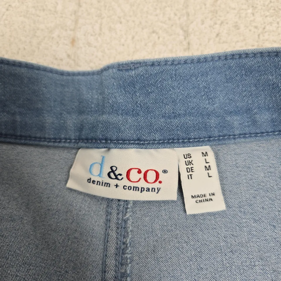 D&C DENIM & COMPANY WIDE-LEG CROP JEANS – INDIGO WASH, SIZE LARGE 