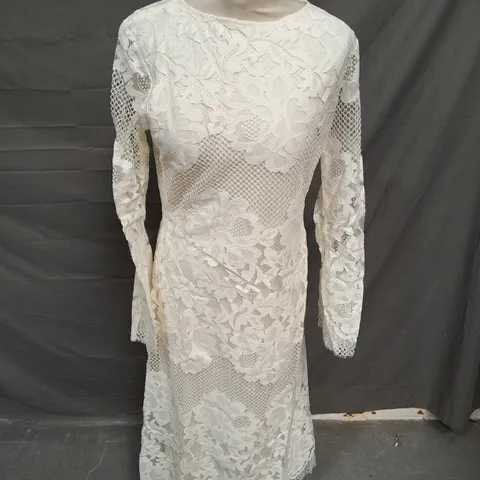 MNG CREAM LONG SLEEVE DRESS - EUR MEDIUM