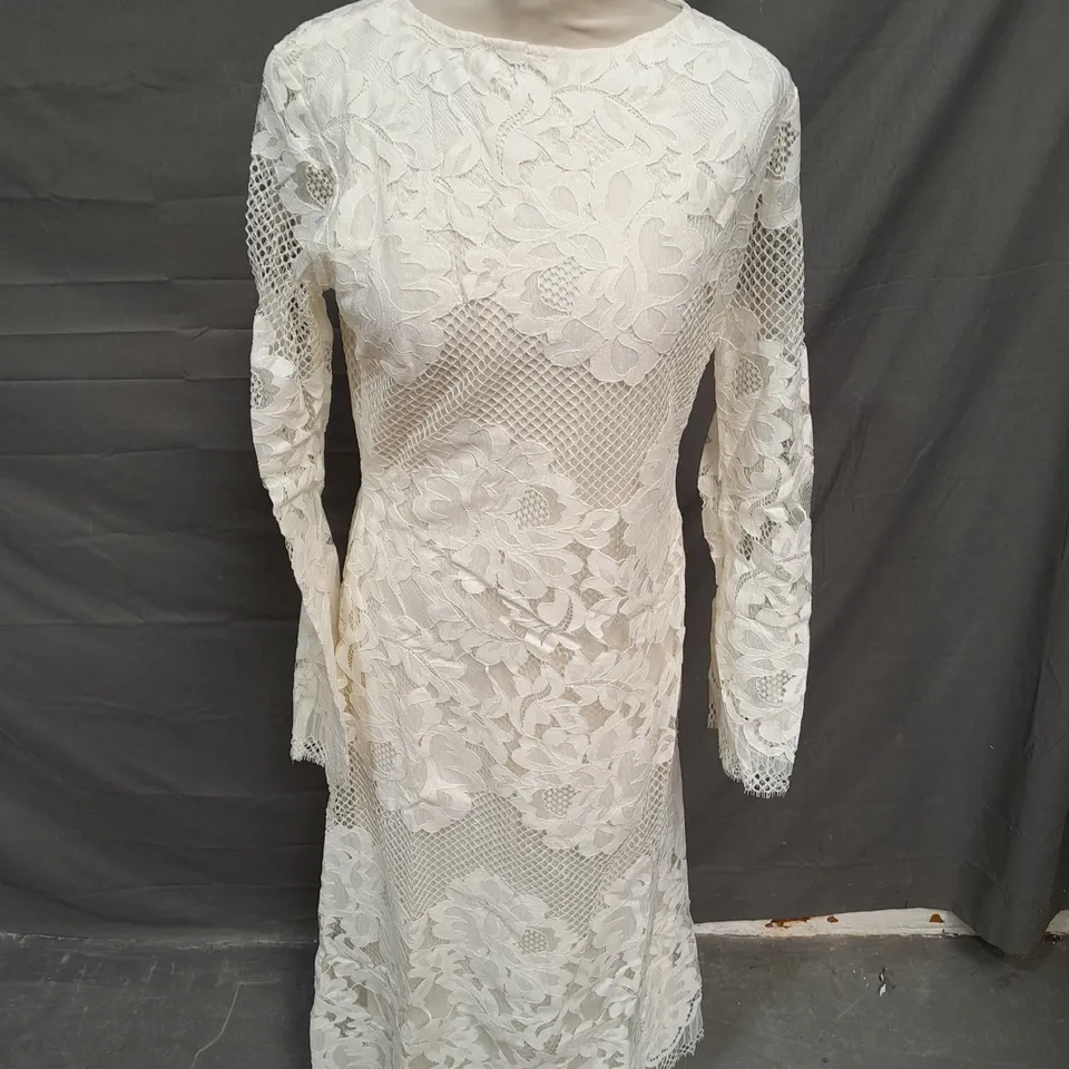 MNG CREAM LONG SLEEVE DRESS - EUR MEDIUM