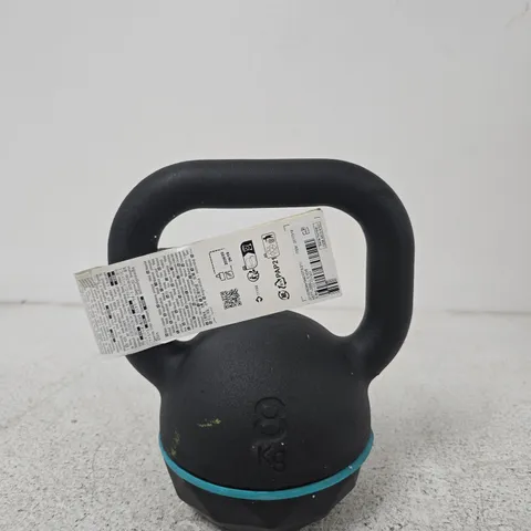 KETTLEBELL – 8 KG, BLACK WITH TEAL BAND