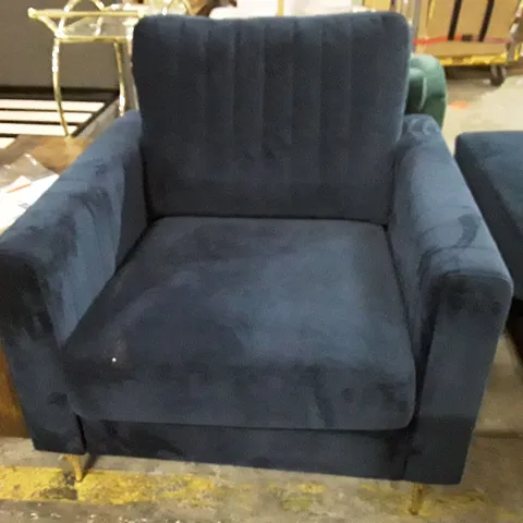 LOTSEE 84CM WIDE TUFTED VELVET ARMCHAIR - BLUE