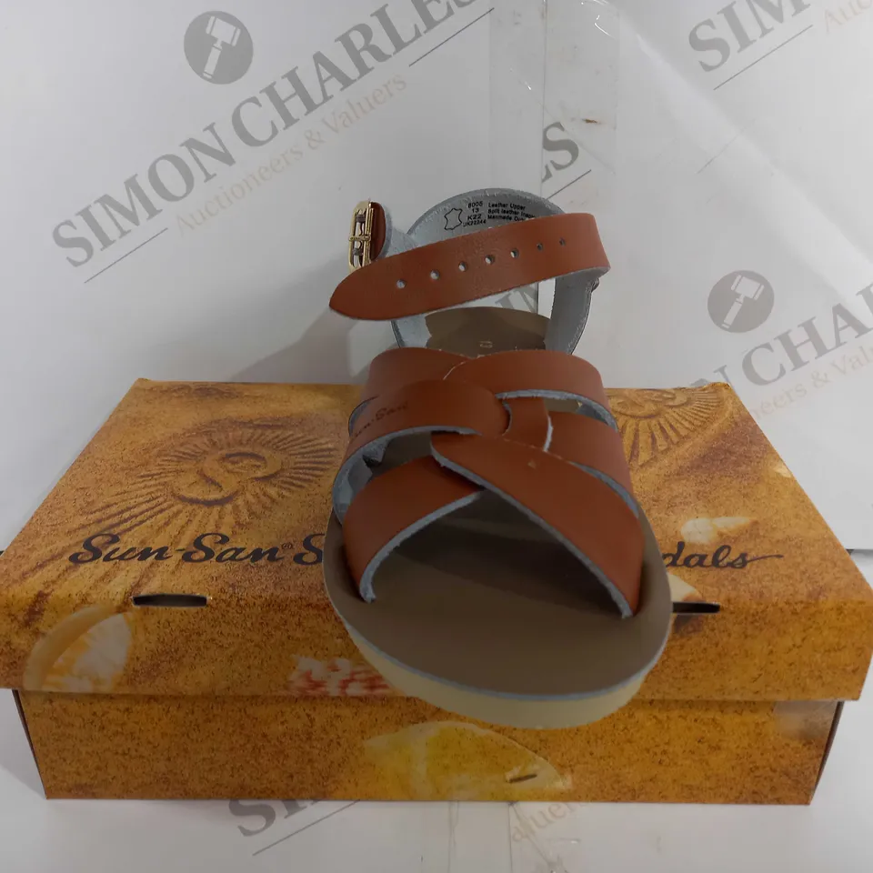 BOXED SUN SAN SALT WATER SANDAL SWIMMER IN BROWN - UK 12 