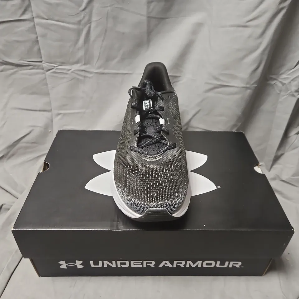 BOXED UNDER ARMOUR UA HOVR TURBULENCE 2 TRAINERS – BLACK/GRAY, UK 8