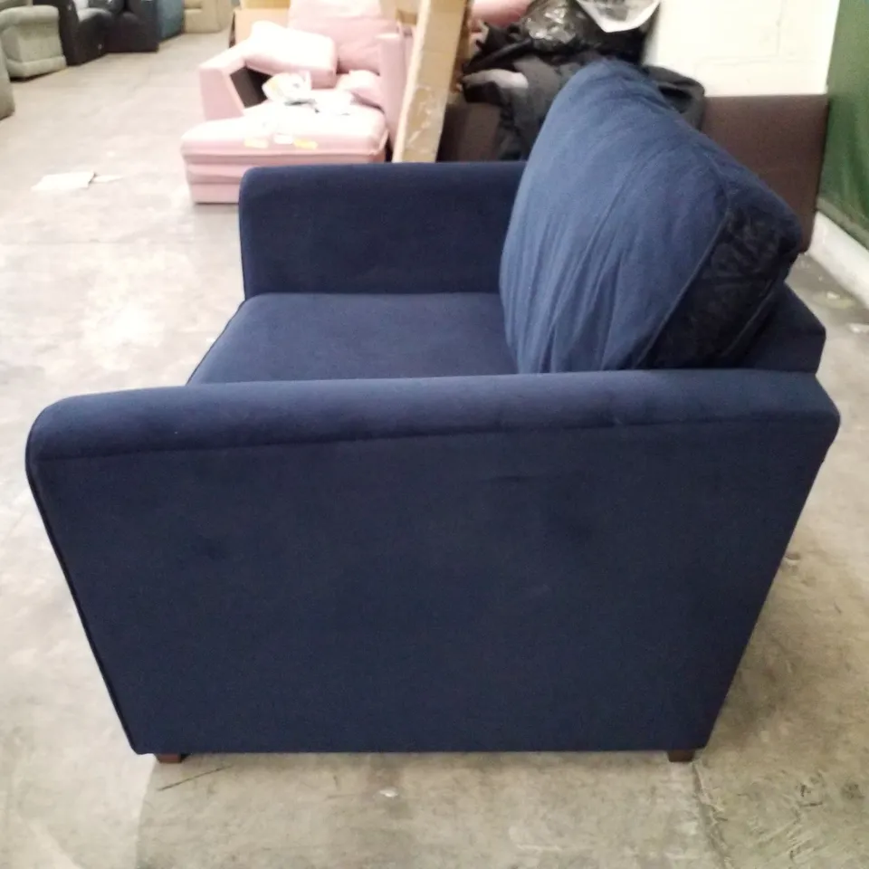 QUALITY DESIGNER LOVESEAT - DARK BLUE FABRIC