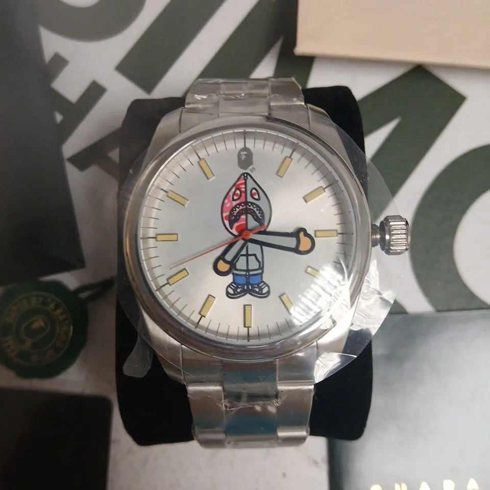 BAPEX CARTOON DIAL STAINLESS STEEL WRISTWATCH IN PRESENTATION BOX 
