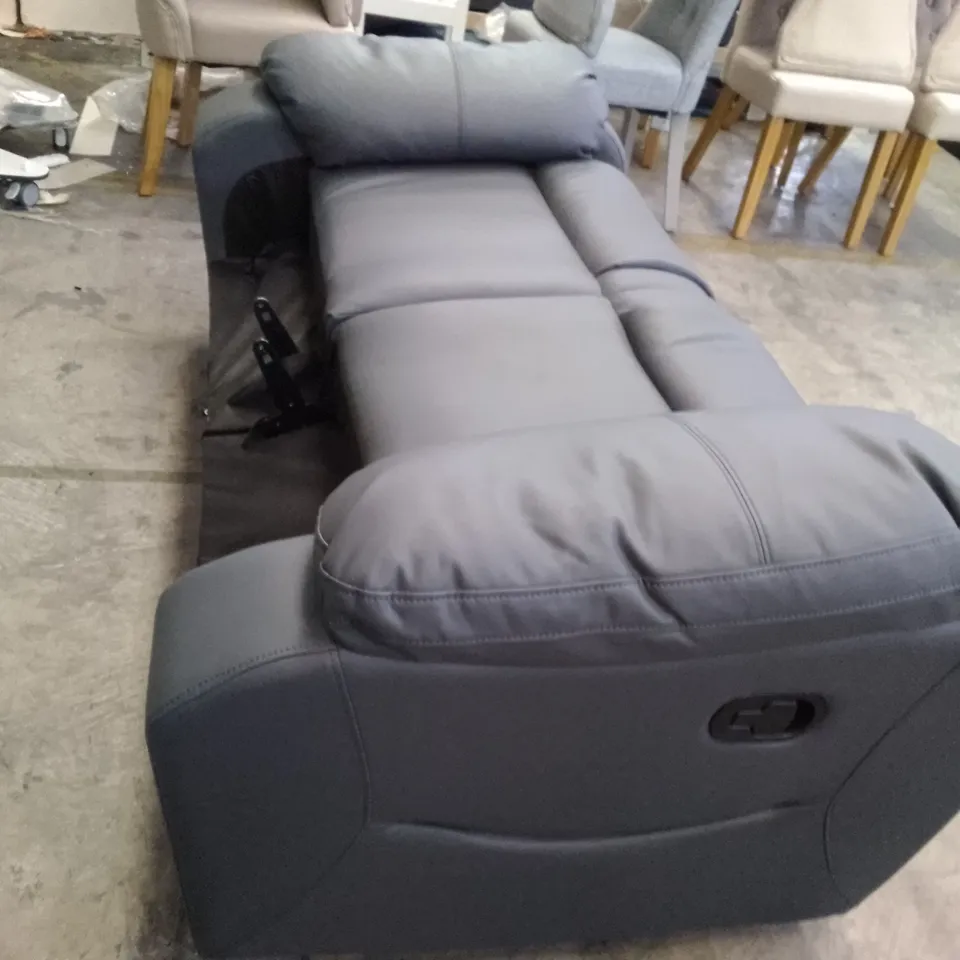 QUALITY DESIGNER VANCOUVER MANUAL RECLINING 2 SEATER SOFA - GREY LEATHER (NO BACKS)