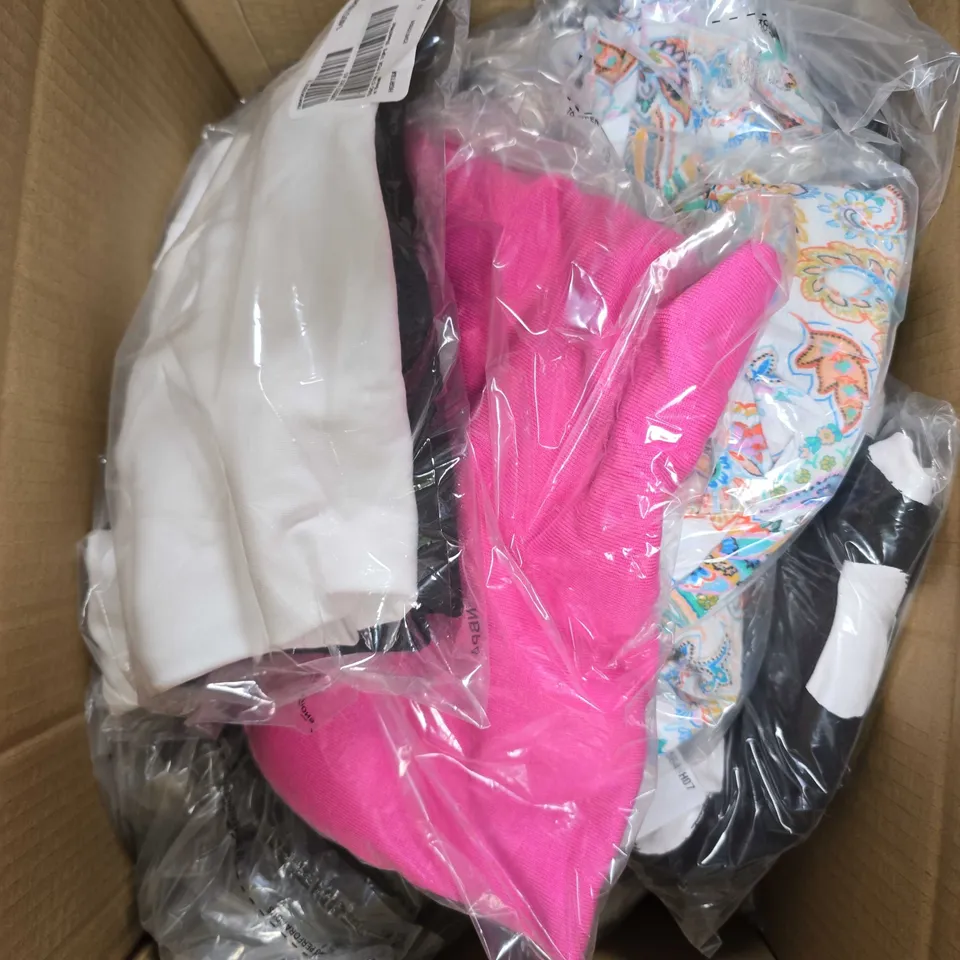 APPROXIMATELY 10 ASSORTED WOMENS CLOTHING PRODUCTS IN VARIOUS BRANDS TO INCLUDE DRESSES, TOPS ETC