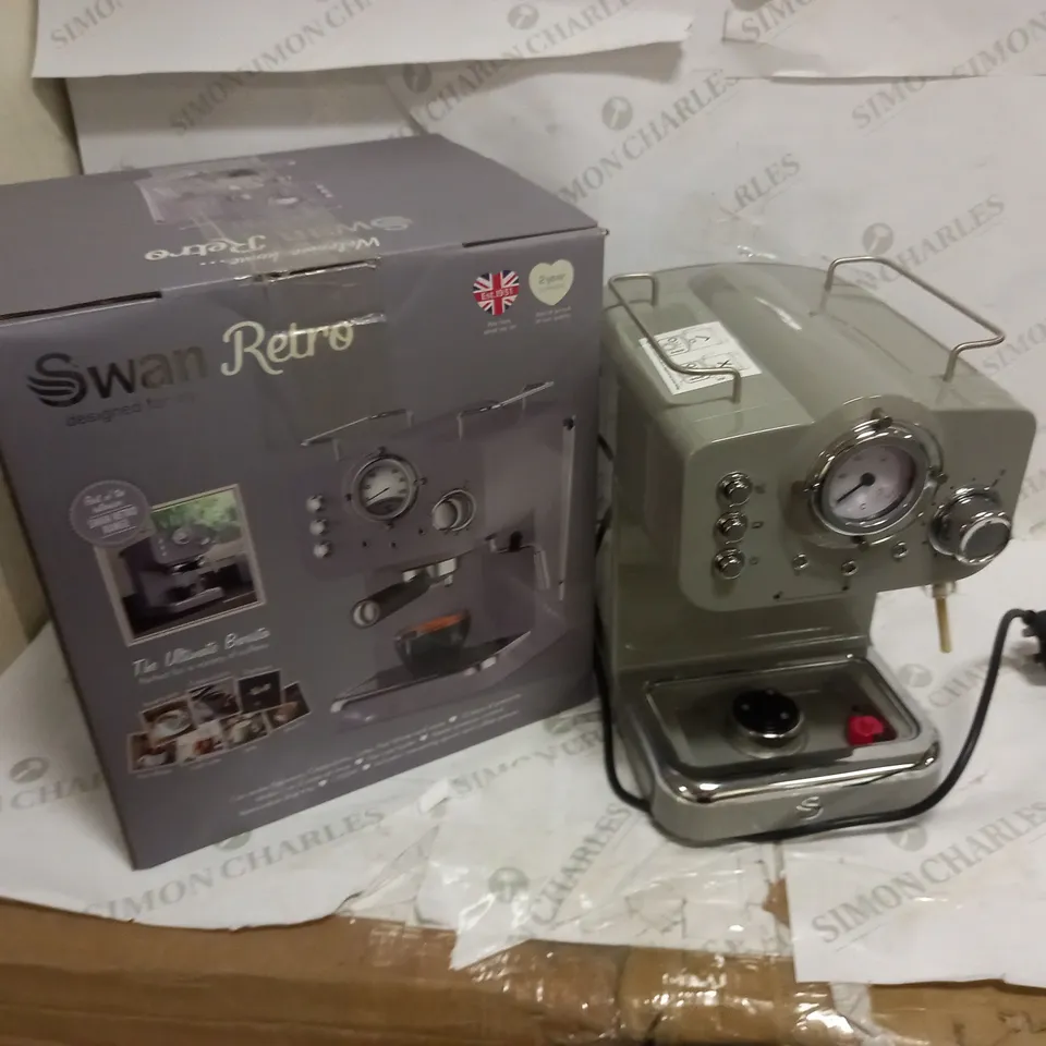 SWAN RETRO PUMP ESPRESSO COFFEE MACHINE - GREY