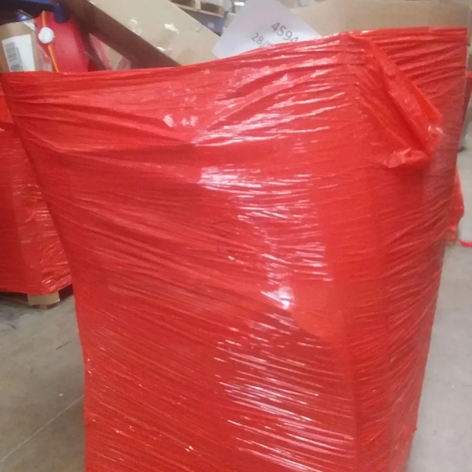 PALLET OF ASSORTED ITEMS INCLUDING HEATED BLANKET, MIRROR, STORAGE CHEST