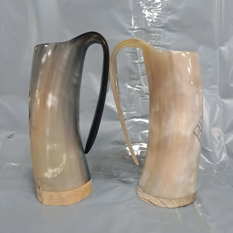 SET OF 2 NORSE DRINKING HORNS