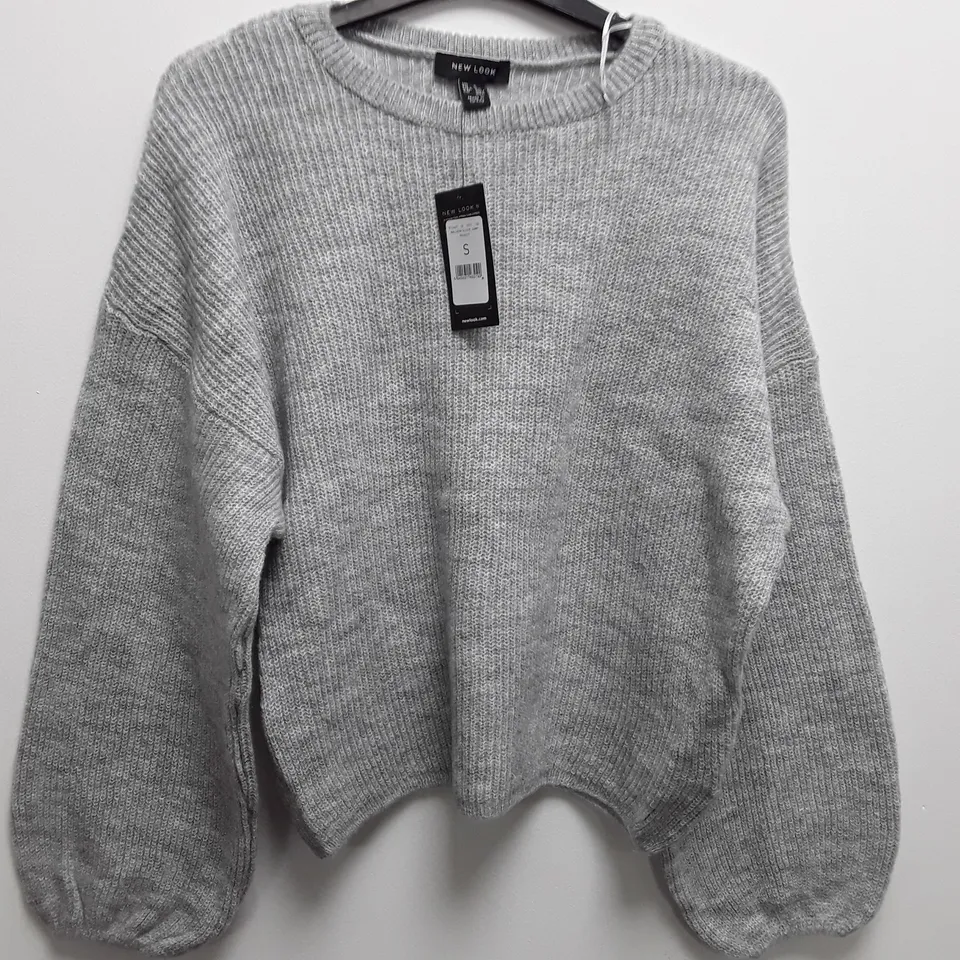 NEW LOOK BALLOON SLEEVE GREY JUMPER - S