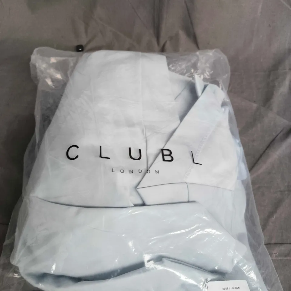 CLUB L LONDON MADDALENA POWDER BLUE BANDEAU SKATER MAXI DRESS - UK 8