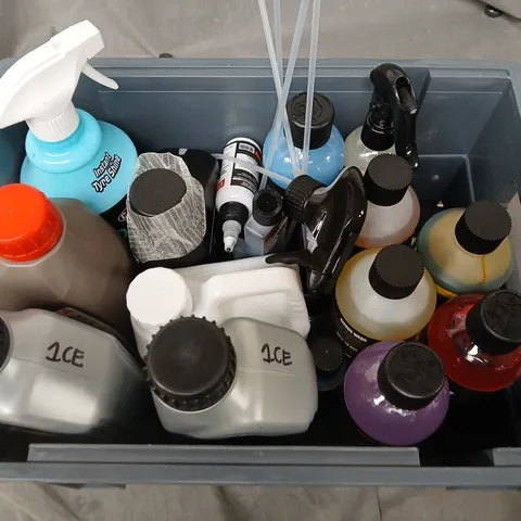 APPROXIMATELY 12 ASSORTED LIQUIDS TO INCLUDE ENGINE OIL, CARPLAN DEMON TYRES, TYRE DRESSING, ETC - COLLECTION ONLY