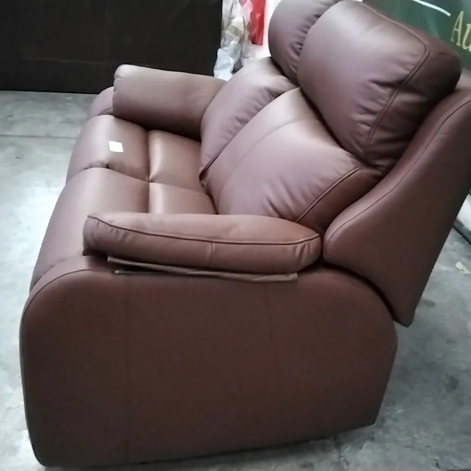 QUALITY BRITISH DESIGNER G PLAN MANUFACTURED KINGSBURY 2 SEATER SOFA - CAMBRIDGE CONKER LEATHER