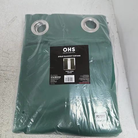 BAGGED OHS EYELET BLACKOUT CURTAINS – FOREST GREEN, 66X90IN