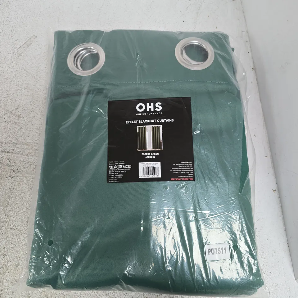 BAGGED OHS EYELET BLACKOUT CURTAINS – FOREST GREEN, 66X90IN