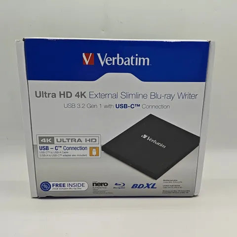 SEALED VERBATIM ULTRA HD 4K EXTERNAL SLIMLINE BLUE-RAY WRITER