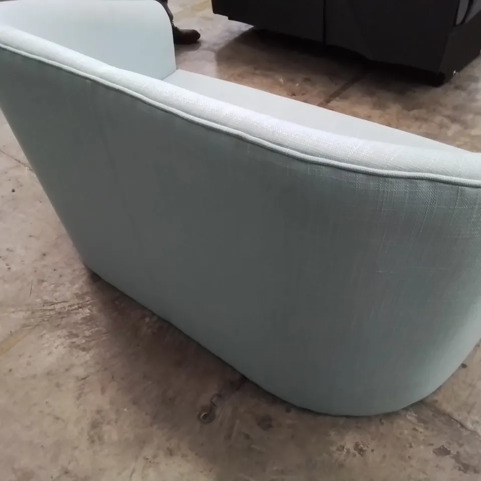 DESIGNER TWO SEATER TUB SOFA LIGHT BLUE FABRIC