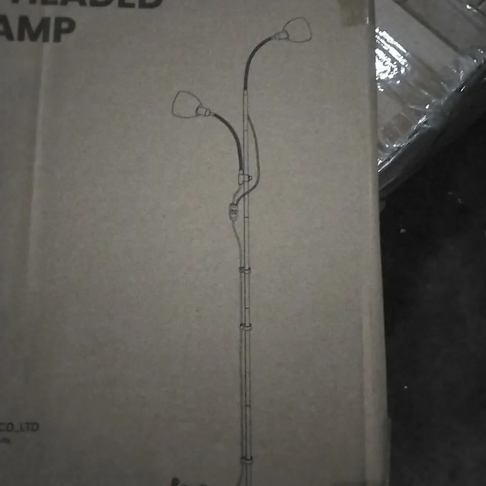 BOXED LIGHTS IN DOUBLE HEADED FLOOR LAMP