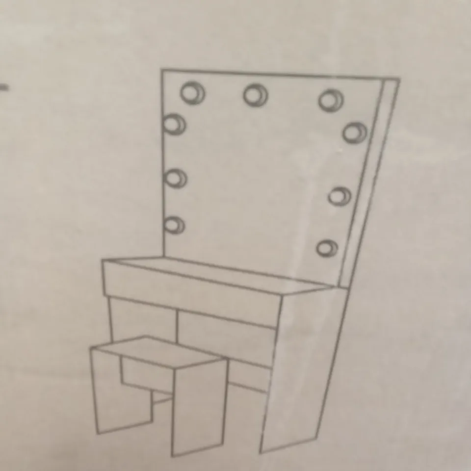 BOXED DRESSING TABLE SET WITH MIRROR & STOOL - WHITE