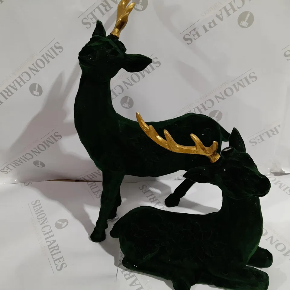 BOXED ALISON CORK SET OF 2 VELVET HENRY STAGS