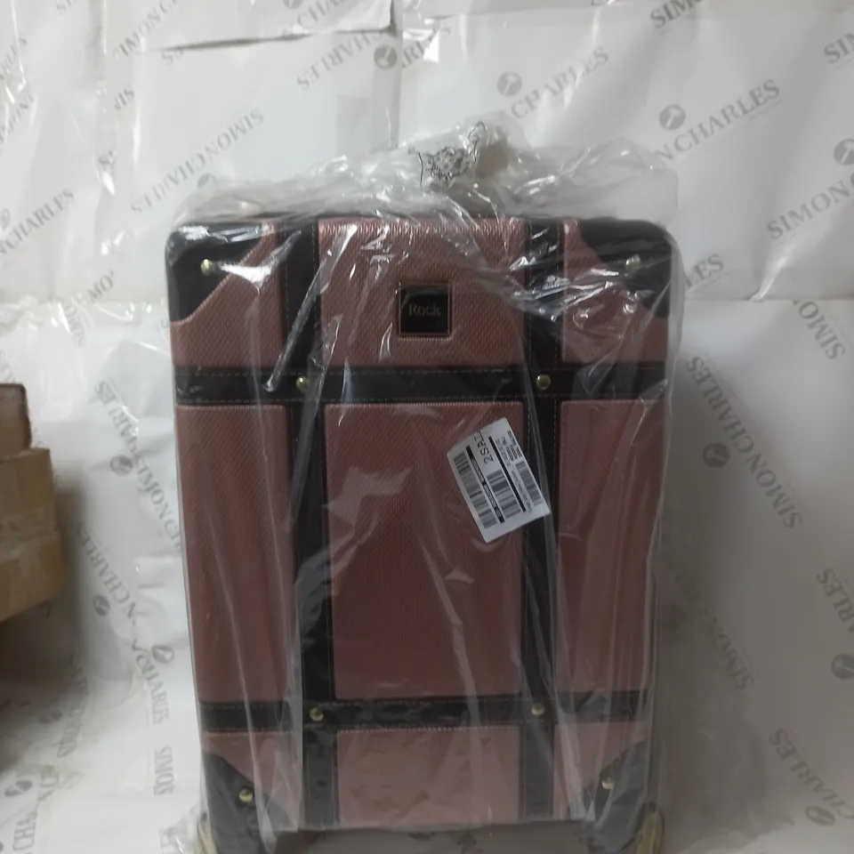 VINTAGE LARGE ROCK 8 WHEEL SUITCASE ROSE PINK  RRP £129.99